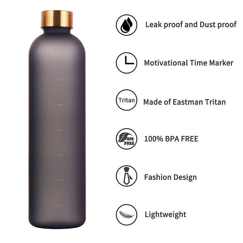 1L Time Marker Water Bottle, Motivational Water Bottle With Time Markings, Sports Water Bottle for Outdoor Activities 1L Time Marker Water Bottle, Motivational Water Bottle With Time Markings, Sports Water Bottle for Outdoor Activities